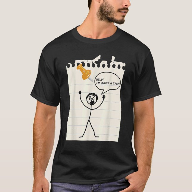 T-shirt Stick Man Silly Stuff Black Short Sleeve for Men (Devant)