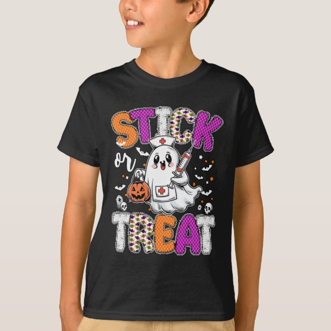 T-shirt Stick Ou Traiter Ghost Phlebotomie Tech Er Icu Inf (Devant)