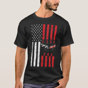 T-shirt Stick Shift American Flag chevrolet corvette 6 Gea