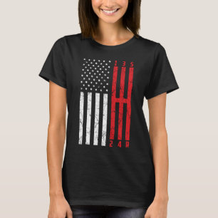T-shirt Stick Shift American Flag mustang CT 6 Gears Mecha