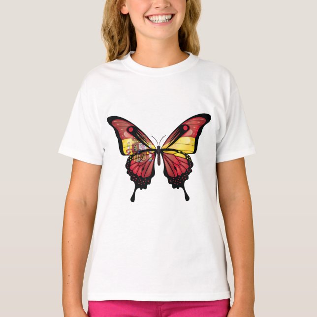 T-shirt Sticker à drapeau Espana Swallowtail (Devant)