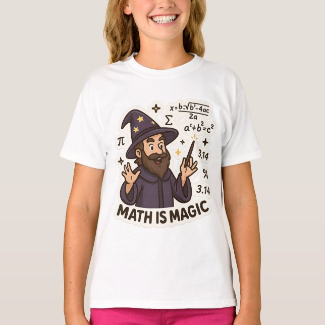 T-shirt Sticker Assistant Mathématiques - "Math is Magic"  (Devant)