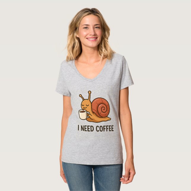 T-shirt Sticker café escargot mignon (Devant entier)
