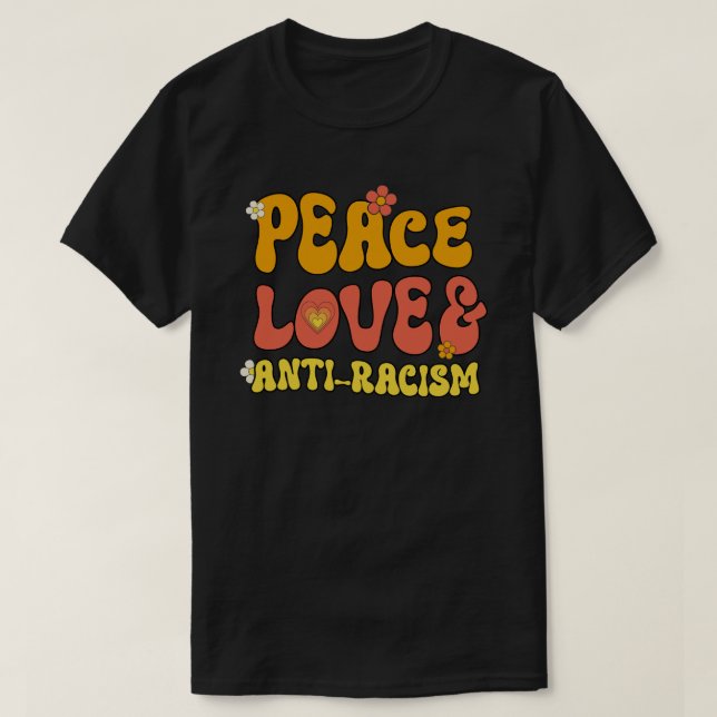 T-shirt Sticker Carré Peace Love et Anti-Racisme (Design devant)