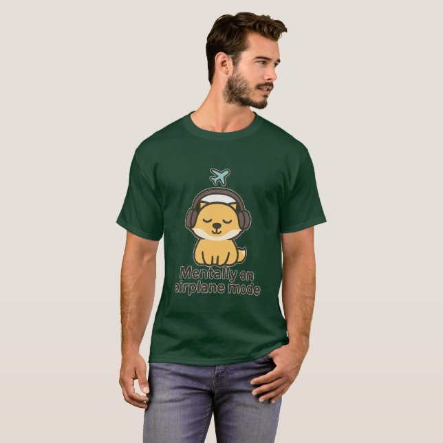 T-shirt Sticker Cartoon Fox | Mentale en mode avion (Devant entier)