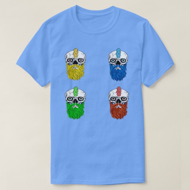 T-shirt Sticker crâne avec barbe arc en ciel (Design devant)
