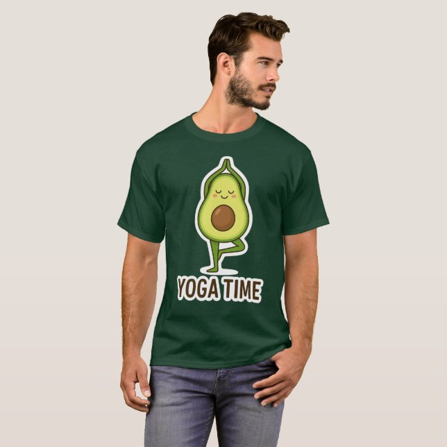 T-shirt Sticker De Yoga De L'Avocado Cute (Devant entier)