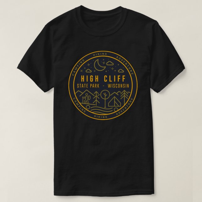 T-shirt Sticker du logo Hipster de High Cliff State Park.p (Design devant)