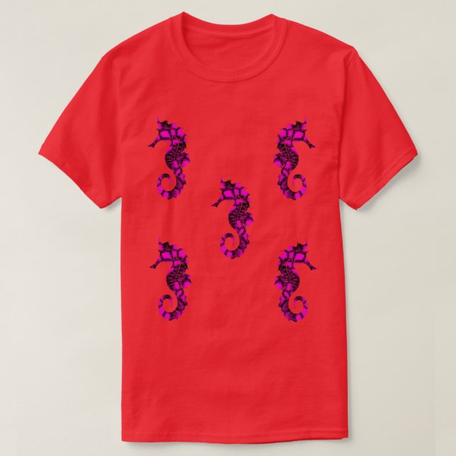 T-shirt Sticker en marbre rose Seahorse Magnet Pack Cool S (Design devant)