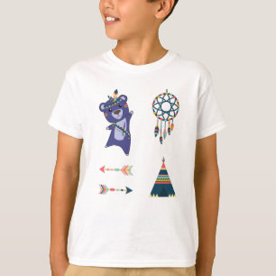 T-shirt Sticker indien Ours Set Bear Teepee Dream Catcher