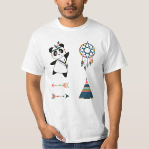 T-shirt Sticker indien Panda Bear Set Teepee