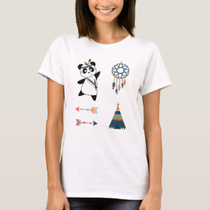 T-shirt Sticker indien Panda Bear Set Teepee