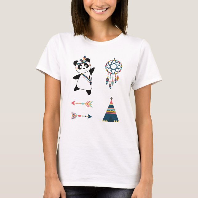 T-shirt Sticker indien Panda Bear Set Teepee (Devant)