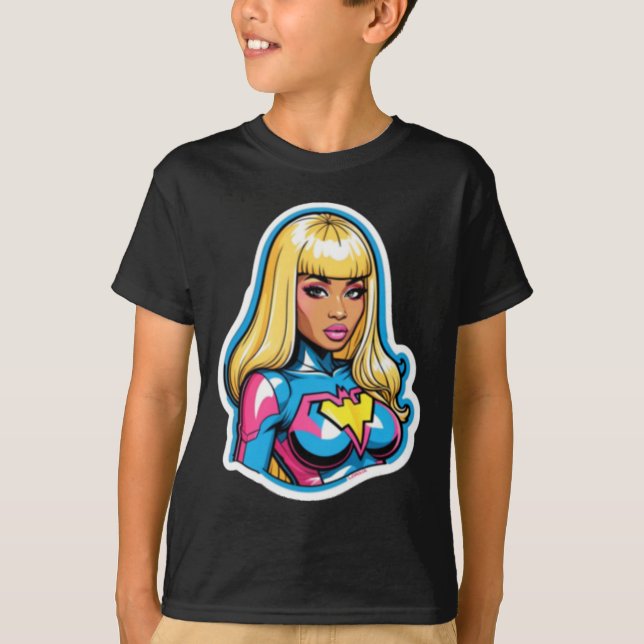 T-shirt Sticker Nicki Minaj Superhero (Devant)