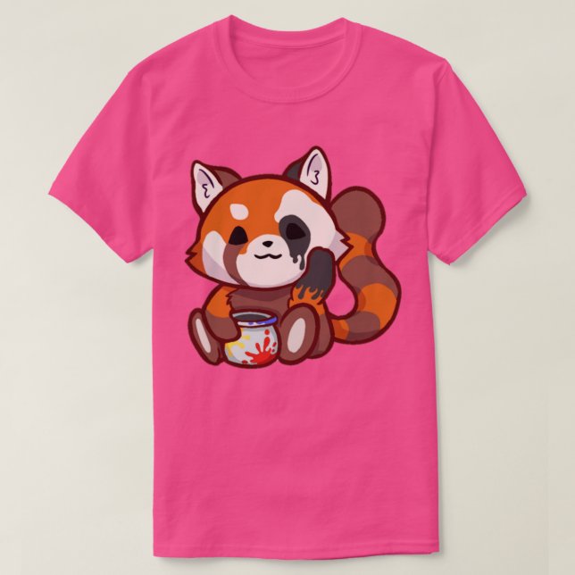 T-shirt Sticker Panda Rouge mignon (Design devant)