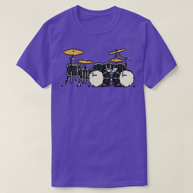 T-shirt Sticker Pixel Black Double Bass Drums (Design devant)