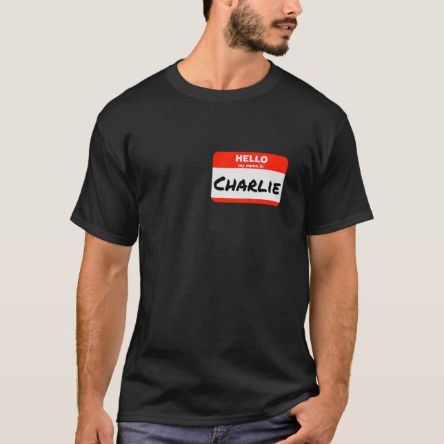 T-shirt Sticker pour étiquette de nom Charlie Bonjour Mon  (Devant)