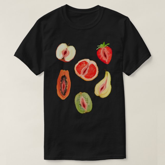 T-shirt Sticker sexy de fruits vagins (Design devant)