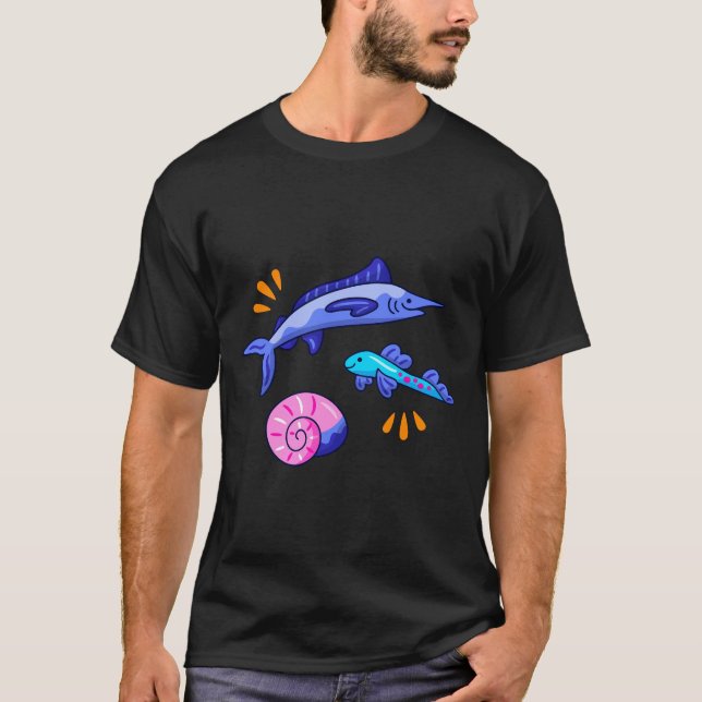 T-shirt Stickers de poisson de combat mignons Stickers hol (Devant)