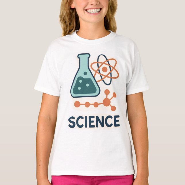 T-shirt Stickers Objet scientifique - Flacon, Molécules et (Devant)