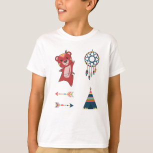 T-shirt Stickerset indien Ours rouge Dreamcater