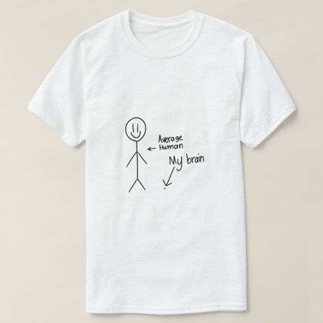 T-shirt Stickman Taille moyenne du cerveau (Design devant)