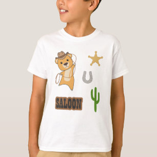 T-shirt Stickpack Bear Yellow Cowboy Western Saloon