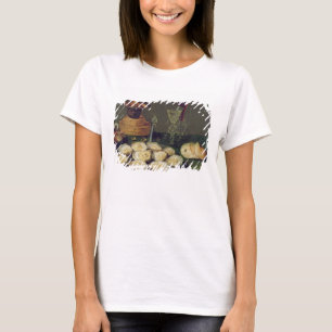 T-shirt Still Life with Oysters and Glasses (oil on panel)