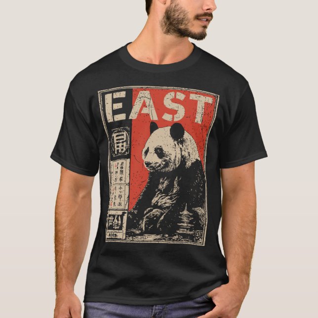 T-shirt Stillness de l'Est - Étude Panda avec Idéographe (Devant)