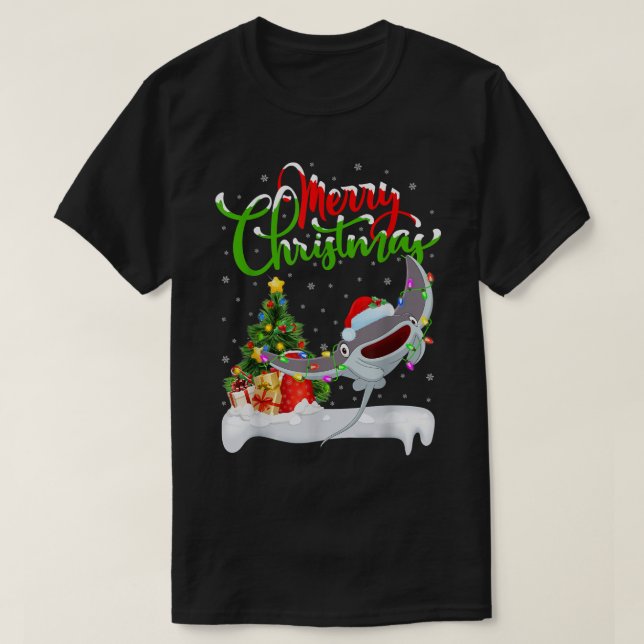 T-shirt Stingray Fish Lover Xmas Lighting Stingray Christm (Design devant)