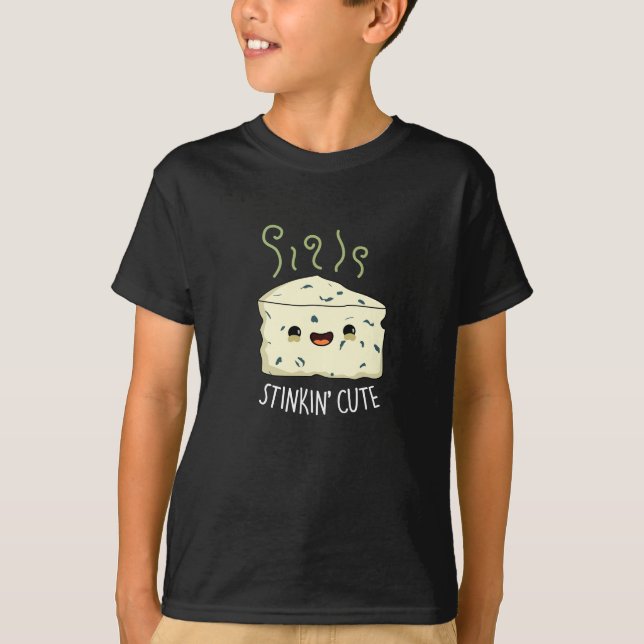 T-shirt Stinkin Cute Funny Cheese Pun Dark BG (Devant)