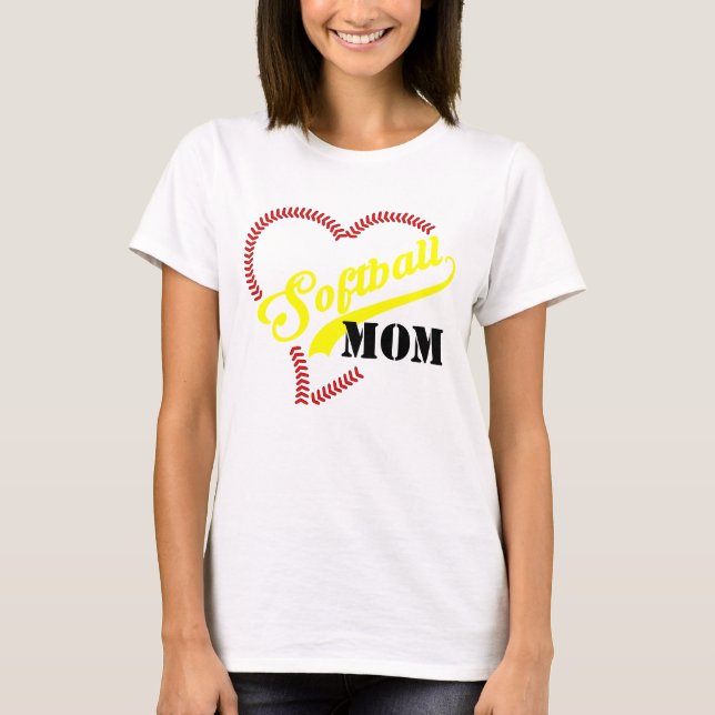 T-shirt Stitch Heart Softball Maman Personnalisée White TS (Devant)