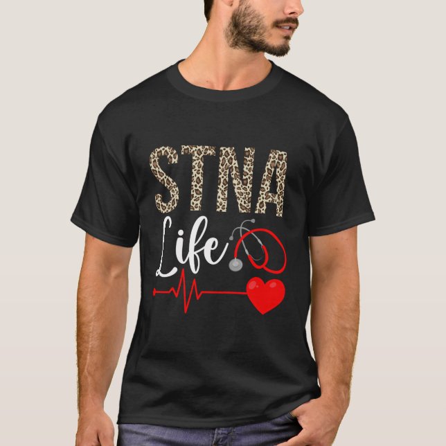 T-shirt Stna Life État Testé Infirmière adjointe Leopard S (Devant)