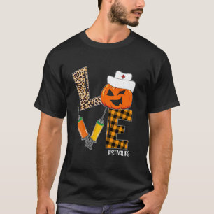 T-shirt STNA Nurse Halloween Citrouille Leopard Love Nurse