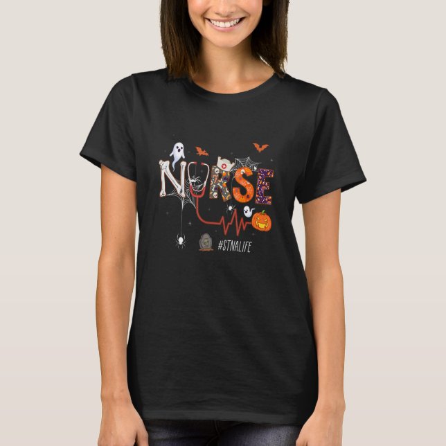 T-shirt Stna Pumpkin Halloween State Tested Nurse Aides Nu (Devant)