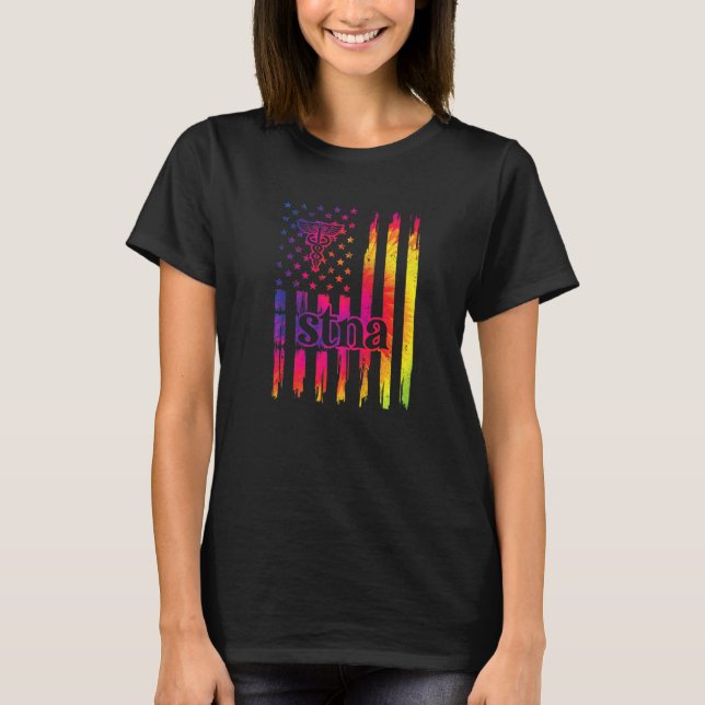 T-shirt Stna Us Flag State Tests Nuring Assistant (Devant)