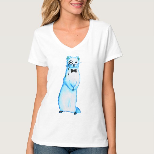 T-shirt Stoat blanc Ermine Cute Ferret Lover Art (Devant)