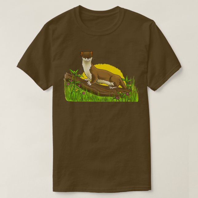 T-shirt Stoat dans un champ de fleurs  (Design devant)