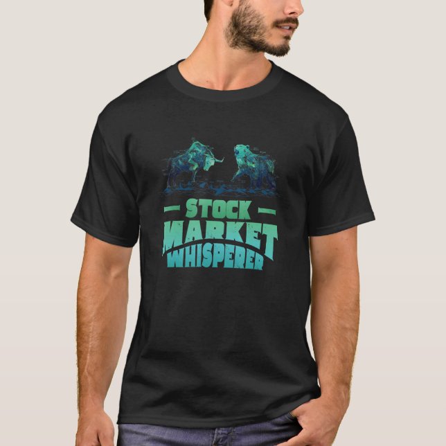 T-shirt Stock Marché Whisperer Stock Trader Bull Et Ours (Devant)