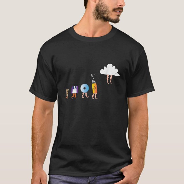 T-shirt Stockage en nuage Ordinateur drôle Évolution Clé U (Devant)