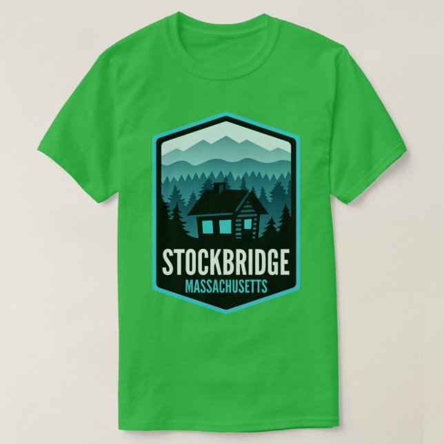 T-shirt Stockbridge Massachusetts Mountain Town Cabine (Design devant)