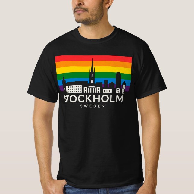 T-shirt Stockholm City Sweden Rainbow Flag Kids | Swedish  (Devant)