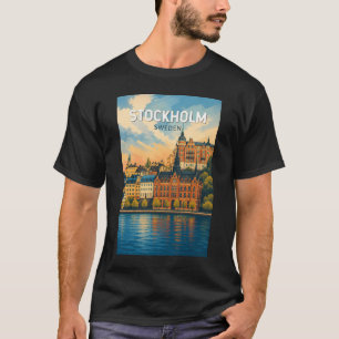 T-shirt Stockholm Suède Illustration Art de Voyage Vintage