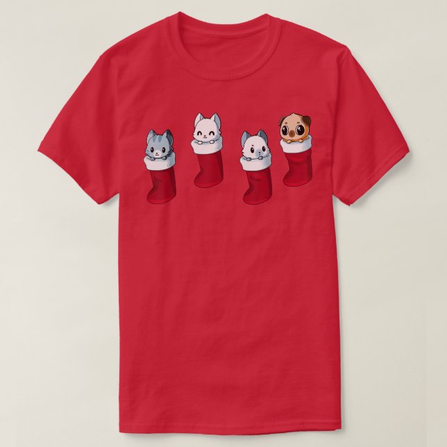 T-shirt StockingStuffers de Noël Chat Noël Lumières Pyjama (Design devant)