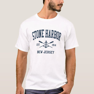 T-shirt Stone Harbour NJ Marine Vintage Crossed Oars & Anc