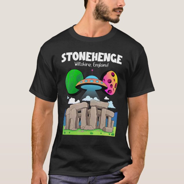 T-shirt Stonehenge Angleterre Souvenir Soucoupe volante en (Devant)