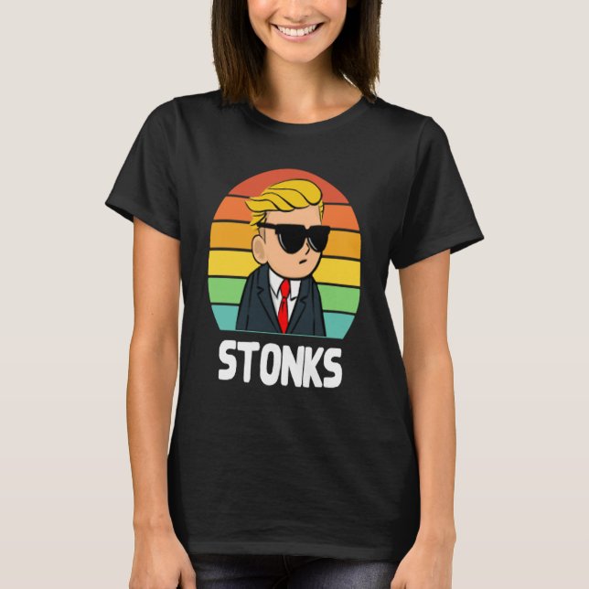 T-shirt Stonks Pocket Design Tendies Bets Stocks Only Go U (Devant)