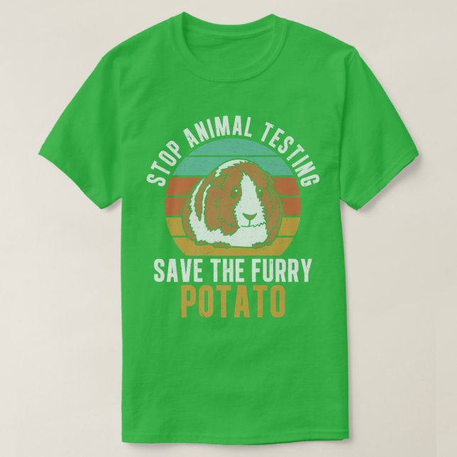 T-shirt Stop Animal Testing Funny Furry Potato For Guinea  (Design devant)