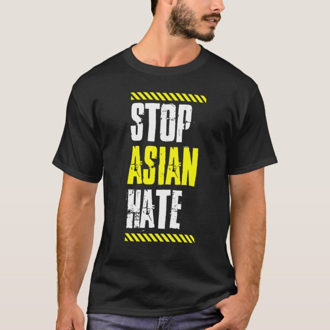 T-shirt Stop Asian Hate Warning Tape American Pride Love A (Devant)