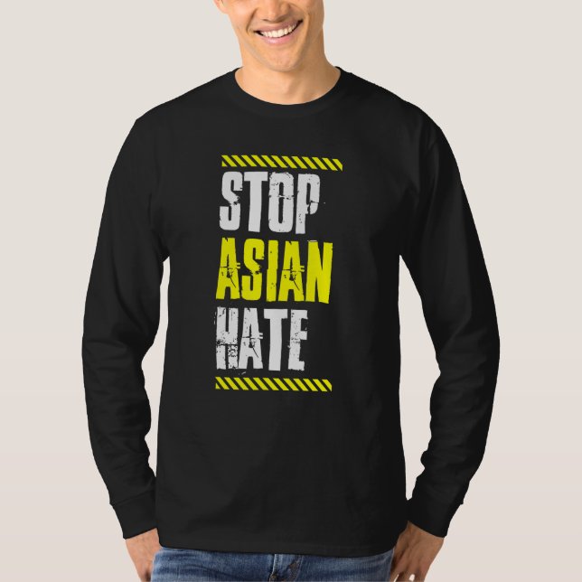 T-shirt Stop Asian Hate Warning Tape American Pride Love A (Devant)